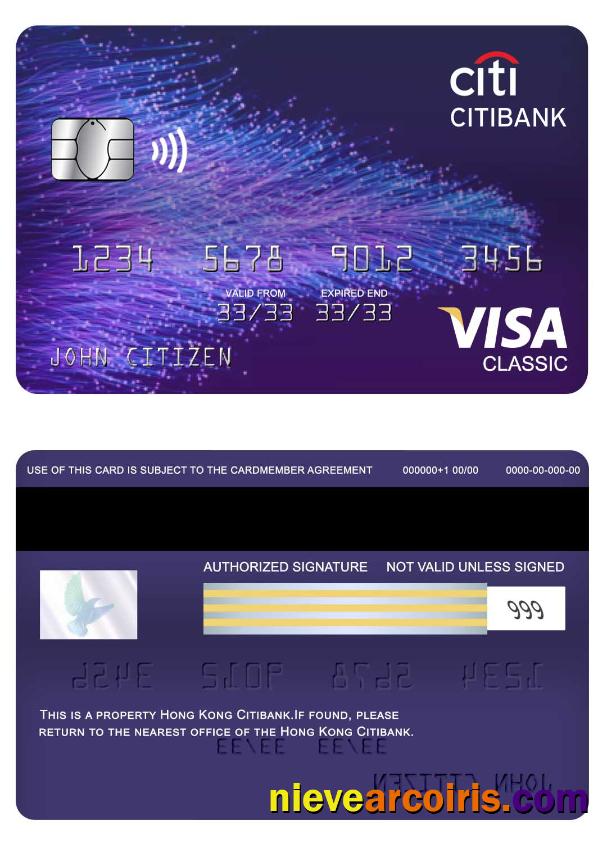 Hong Kong Citibank visa classic card